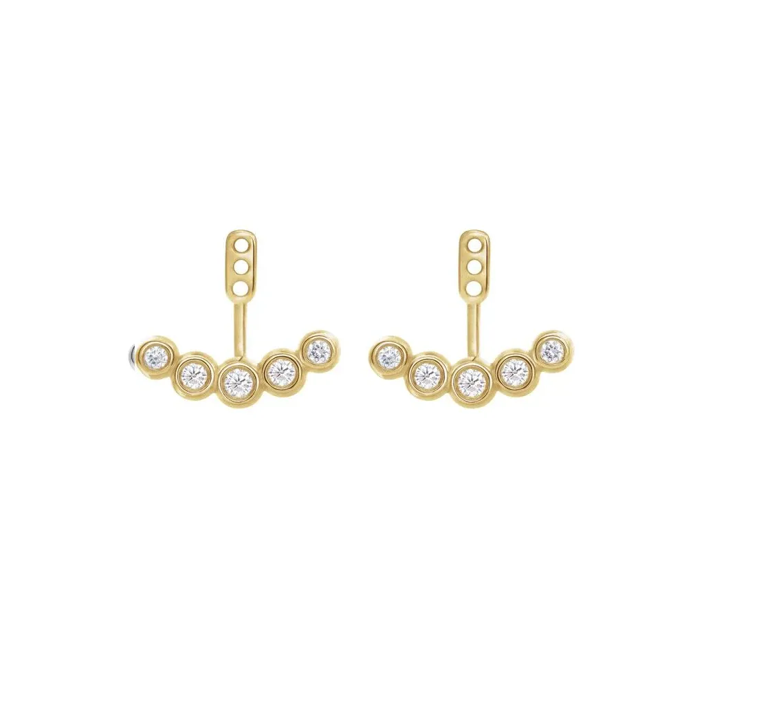 14K Gold 0.28 CTW Curved Bar Lab-grown Diamond Earring Jacket