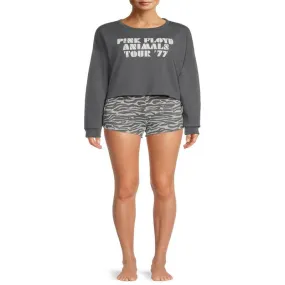 2-Piece Women's  Long Sleeve Pullover and Shorts Sleep Set