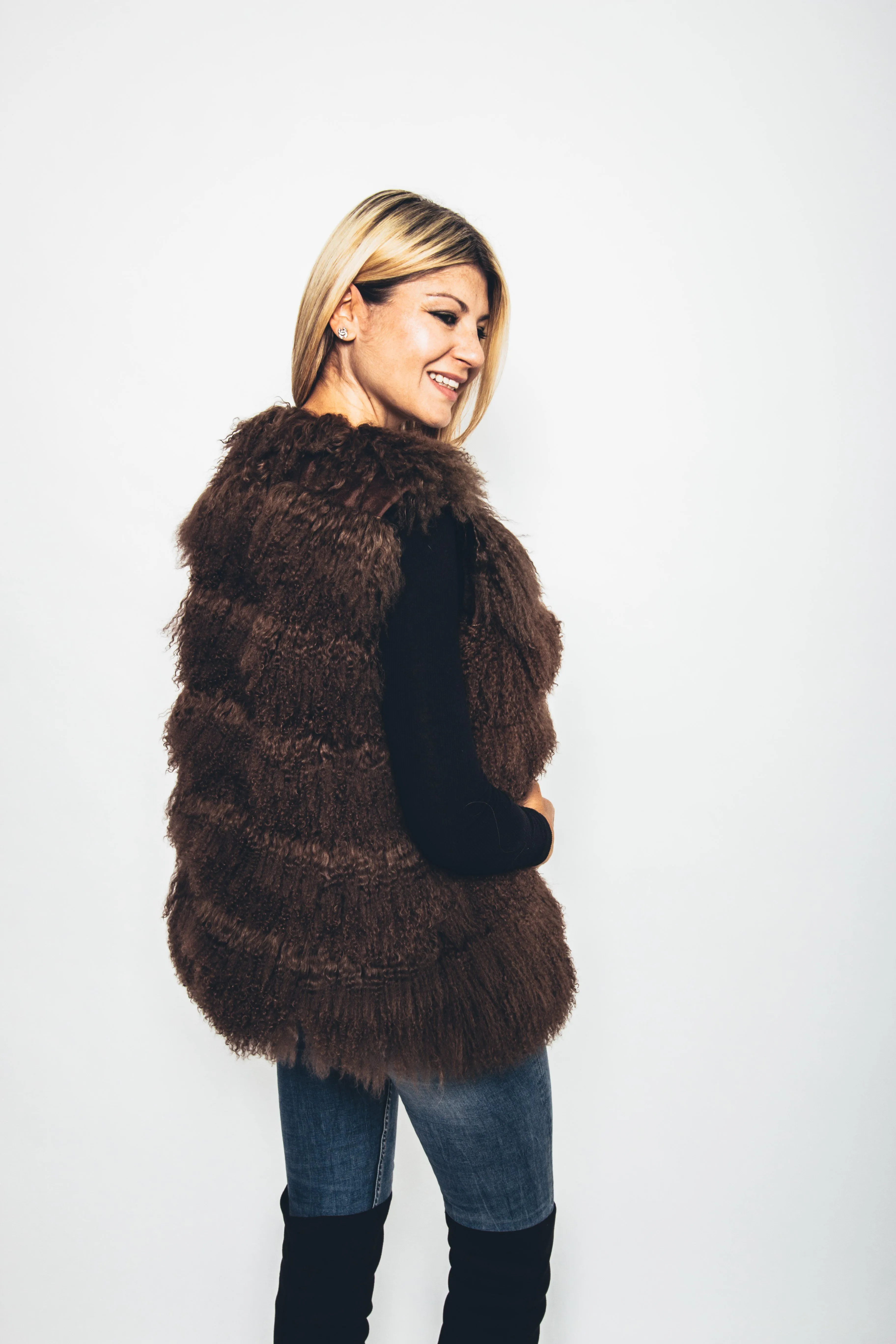 56 | Brown Mongolian Lamb Fur Vest