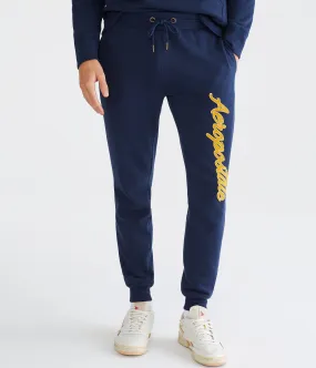 Aeropostale Mens' Aeropostale Script Heritage Jogger Sweatpants - Navy Blue - Size L - Cotton - Teen Fashion & Clothing Cadet Navy