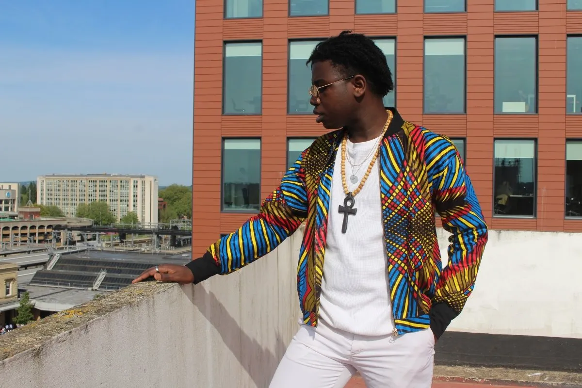 African Bomber Jacket In Colour Crazy Print