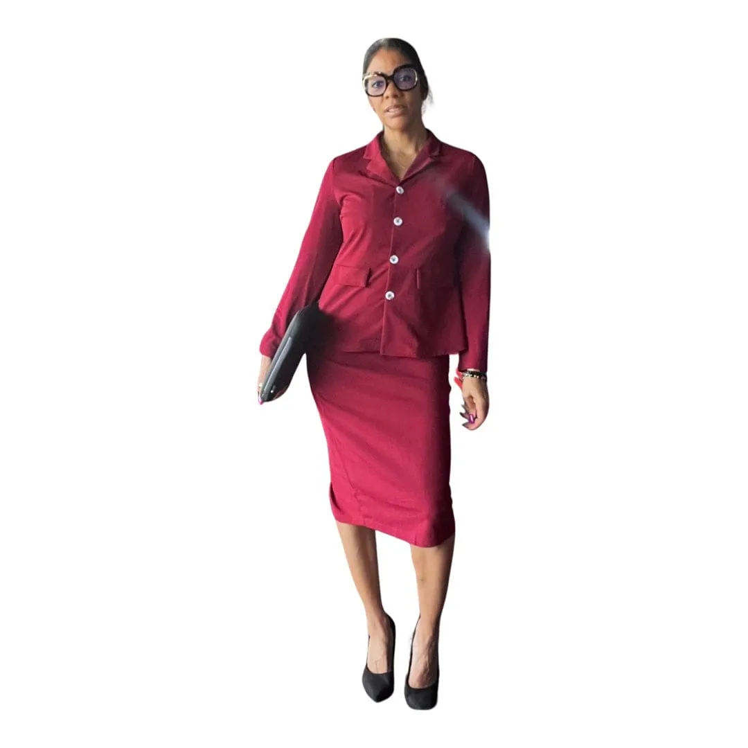 Alpha C Apparel Women Casual Pencil Skirt Business Suit