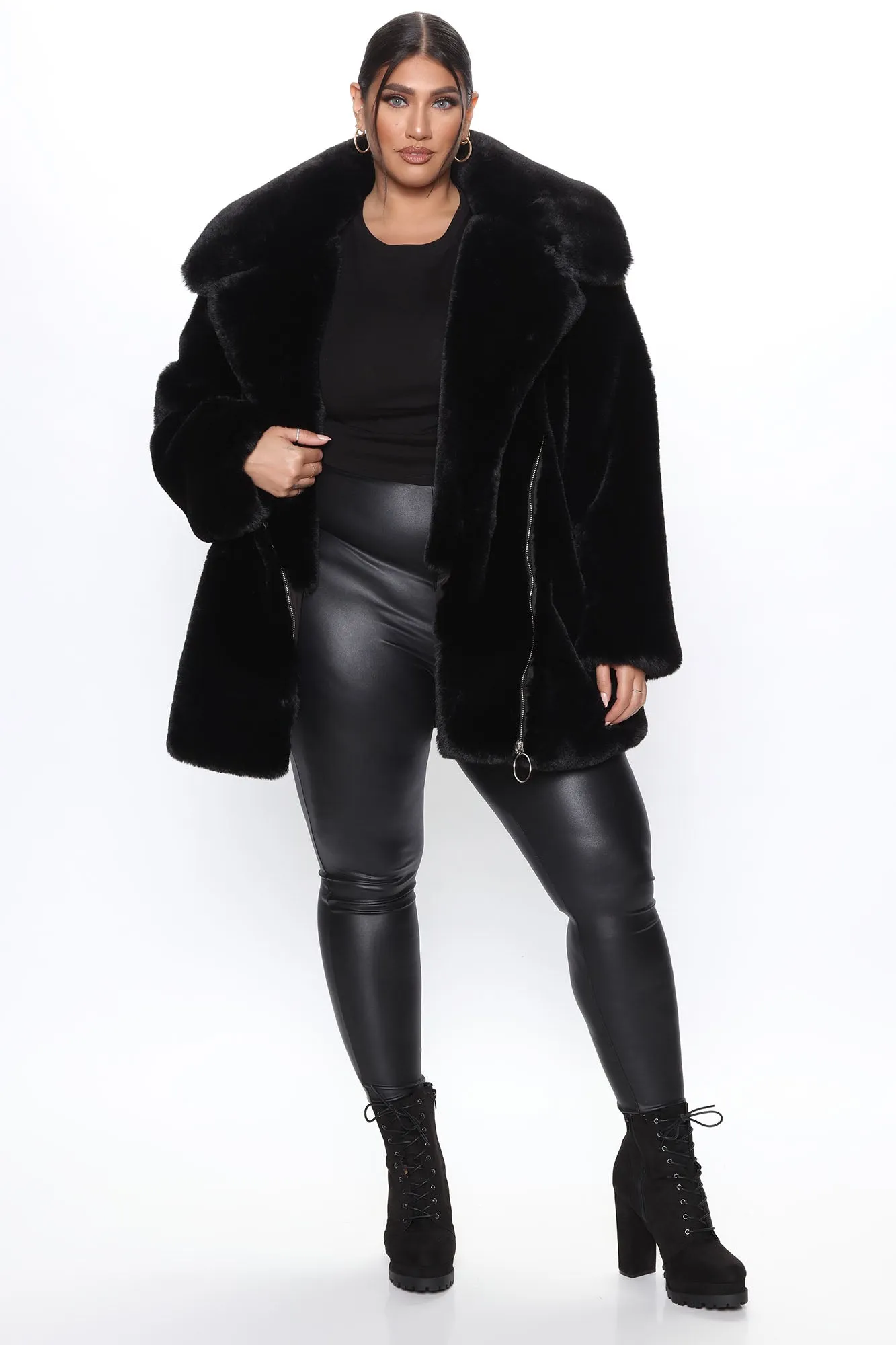 Arrive In Luxury Faux Fur Jacket - Black