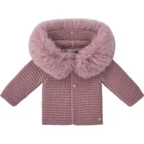 Baby girls Pink Bambalina Jacket with Faux Fur