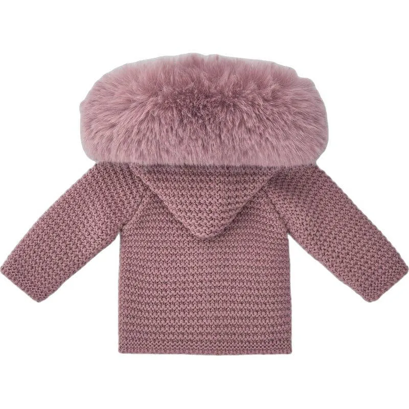 Baby girls Pink Bambalina Jacket with Faux Fur