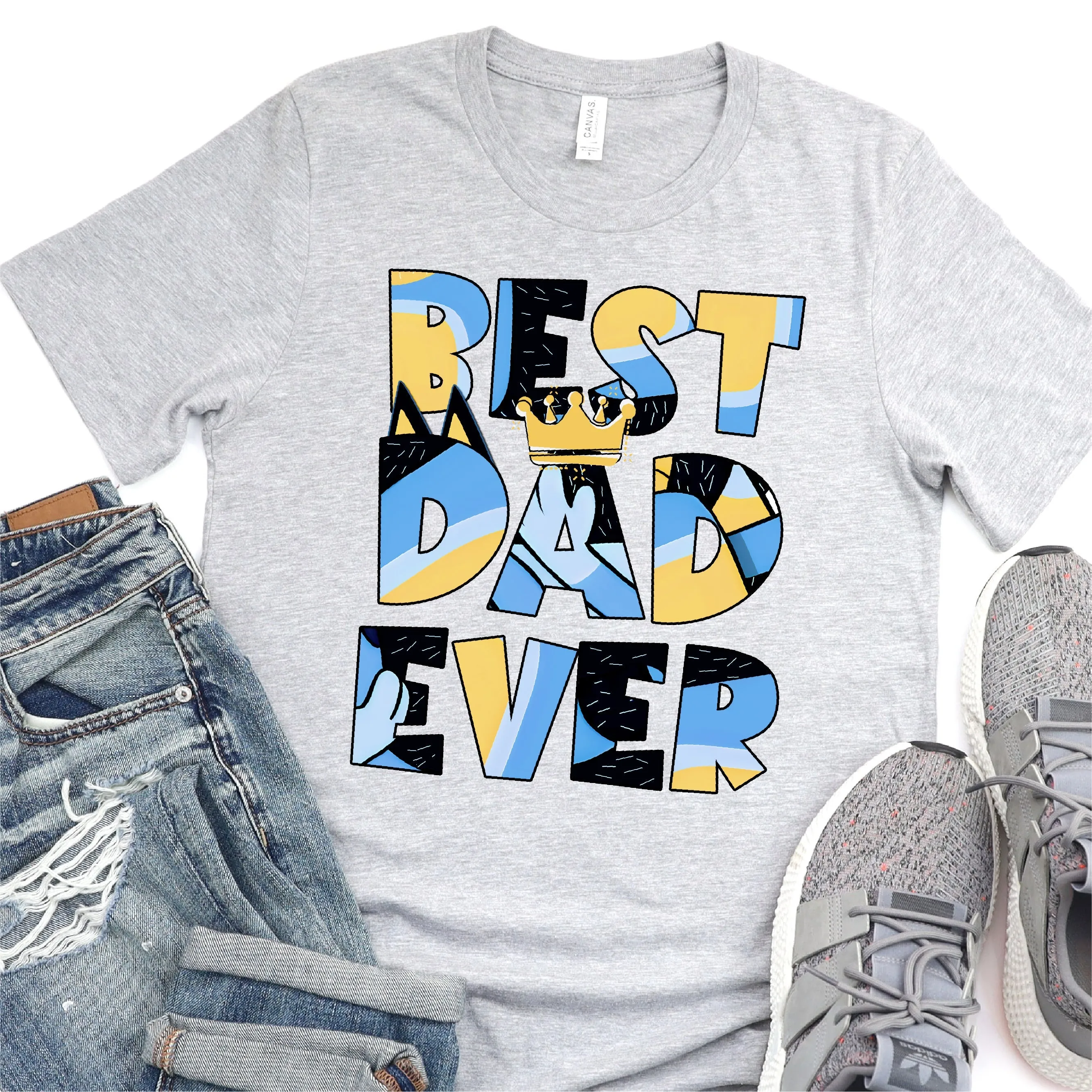 Best Dad Ever - Blue Dog - Father's Day Graphic T-Shirt -  T-shirt T-Shirt For Dad