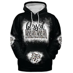 Blessed Mama Leopard Bleach Print Heavy Hoodie