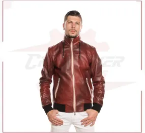 Bomber KiWey - Men’s Bomber Bordeaux genuine leather