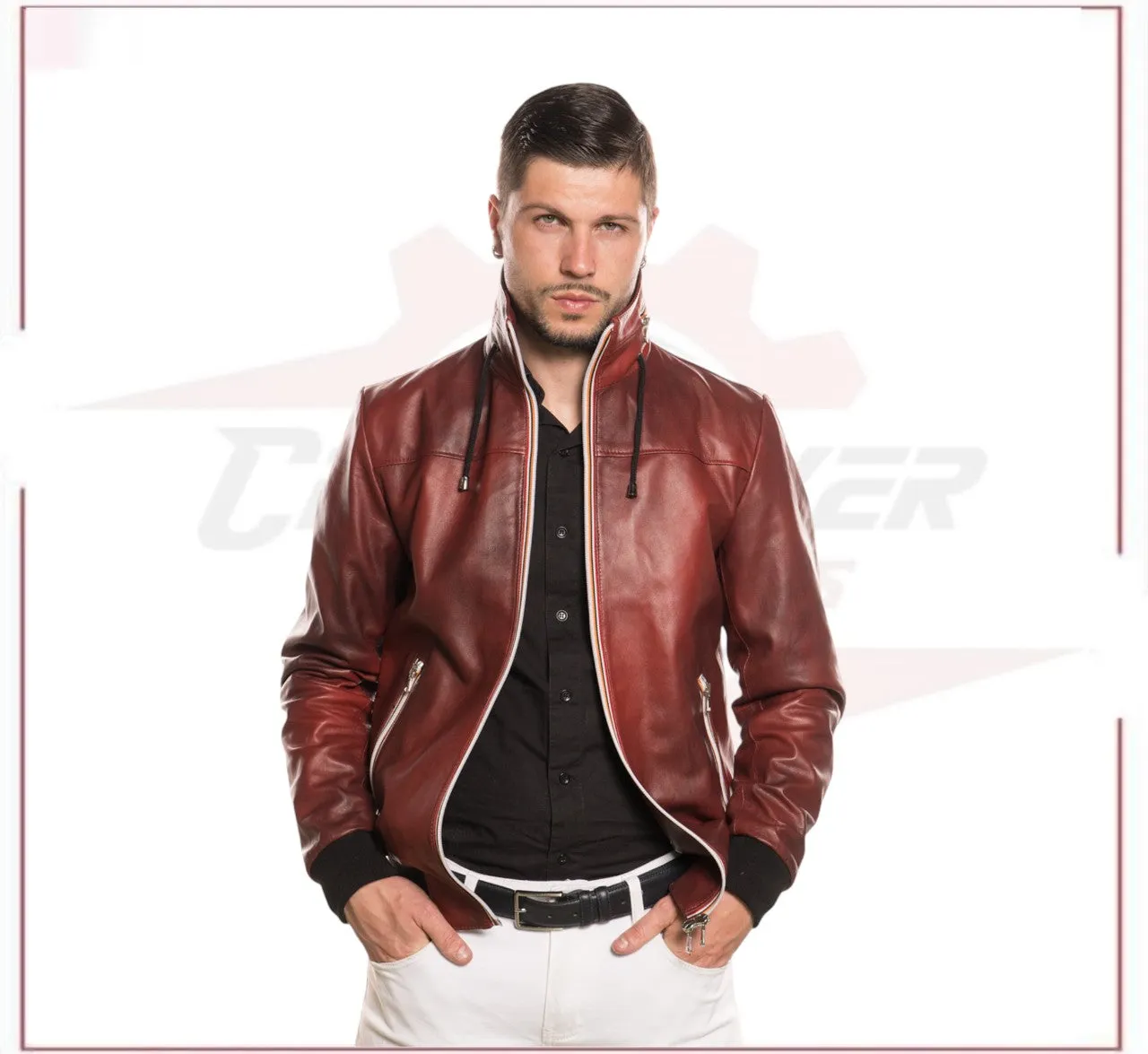 Bomber KiWey - Men’s Bomber Bordeaux genuine leather