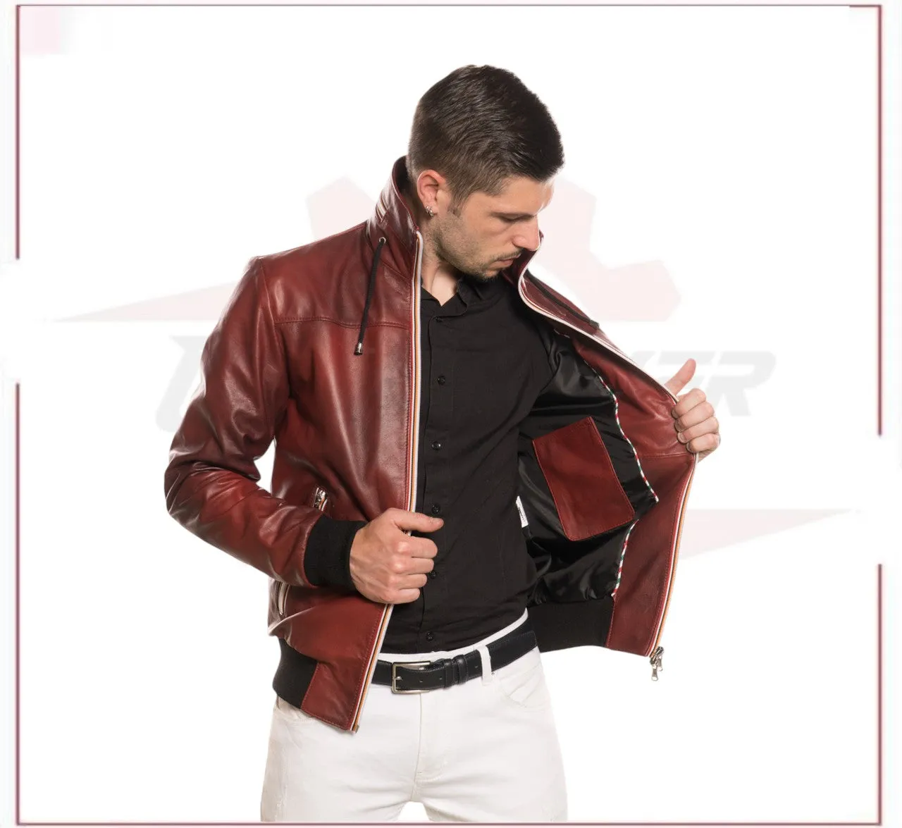 Bomber KiWey - Men’s Bomber Bordeaux genuine leather