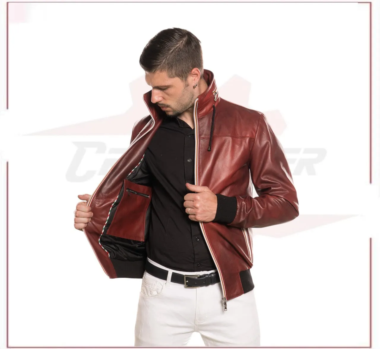 Bomber KiWey - Men’s Bomber Bordeaux genuine leather