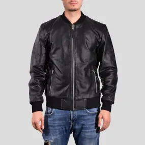 Bran Black Bomber Leather Jacket