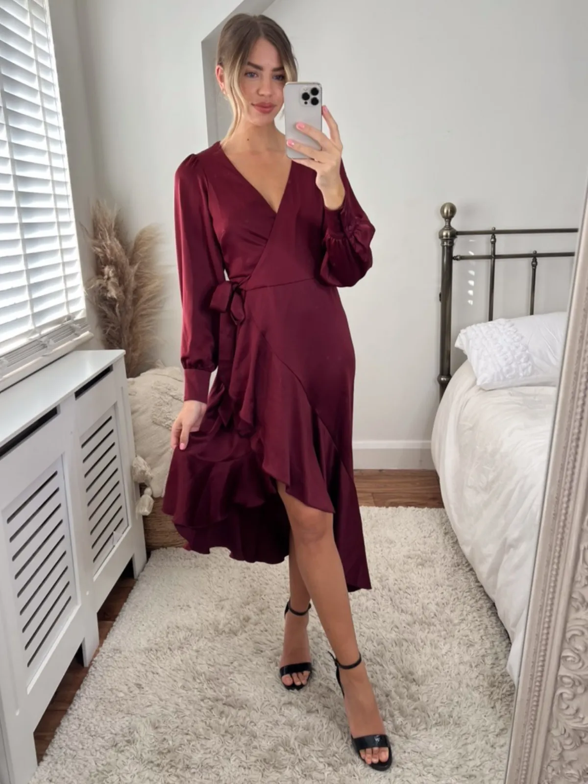 Charlotte Wrap Midi Dress / Mulberry Red