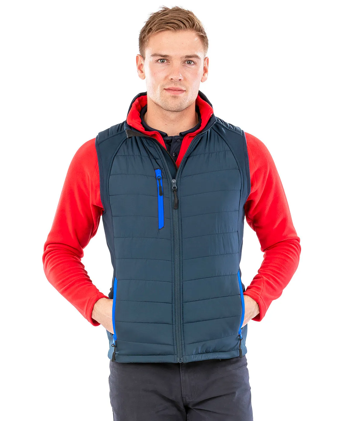 compass padded softshell gilet | Navy/Red