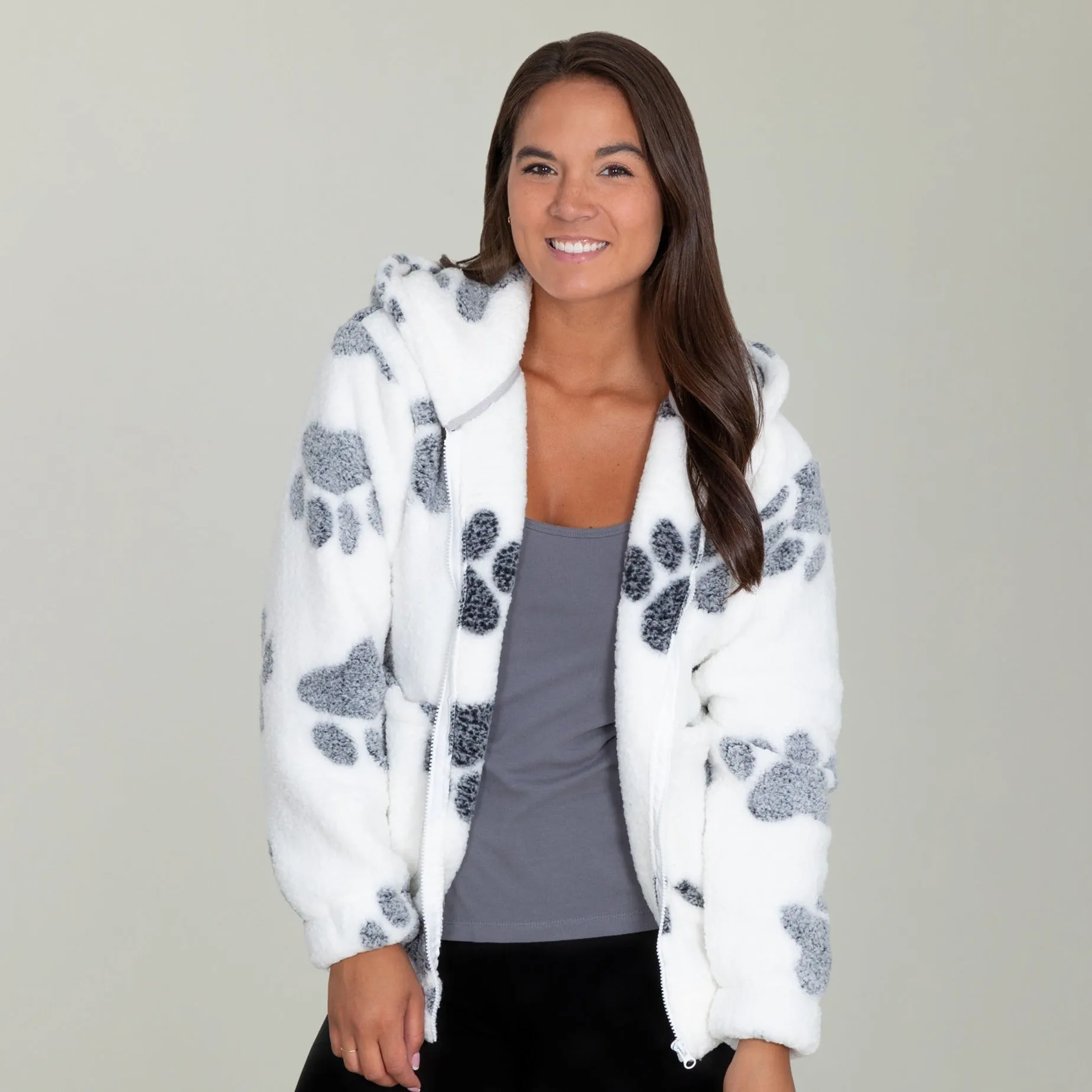 Cozy in Paws Plush Sherpa Fleece Hooded Jacket