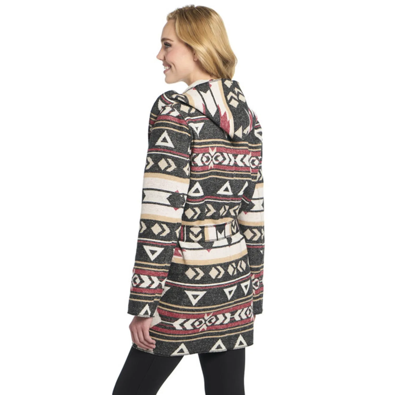 Cripple Creek Womens Navajo Tie Front Blanket Hood Red Birch Polyester Jacket