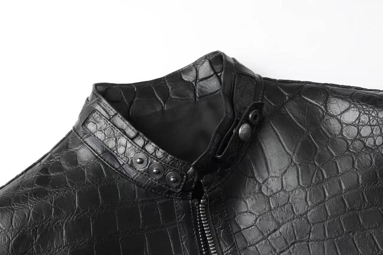 Crocodile Leather Biker Bomber Jackets