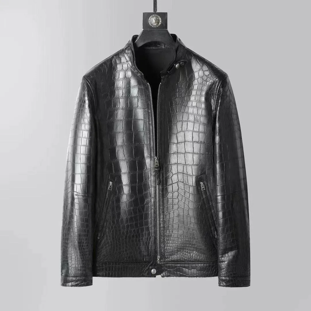 Crocodile Leather Biker Bomber Jackets