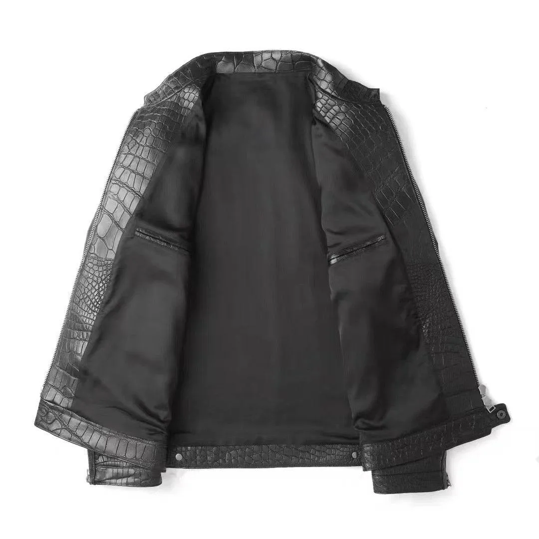 Crocodile Leather Biker Bomber Jackets