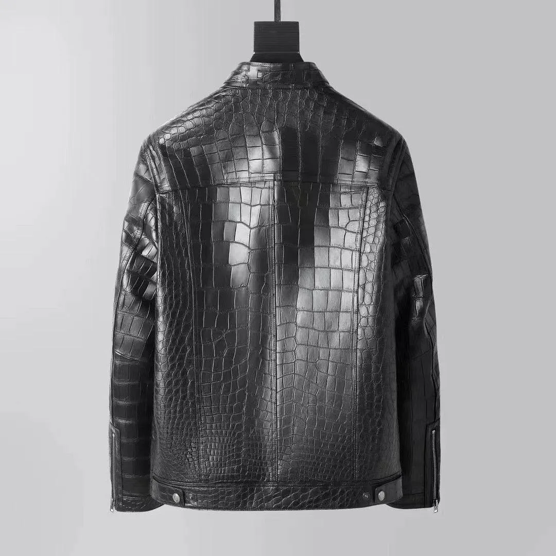 Crocodile Leather Biker Bomber Jackets