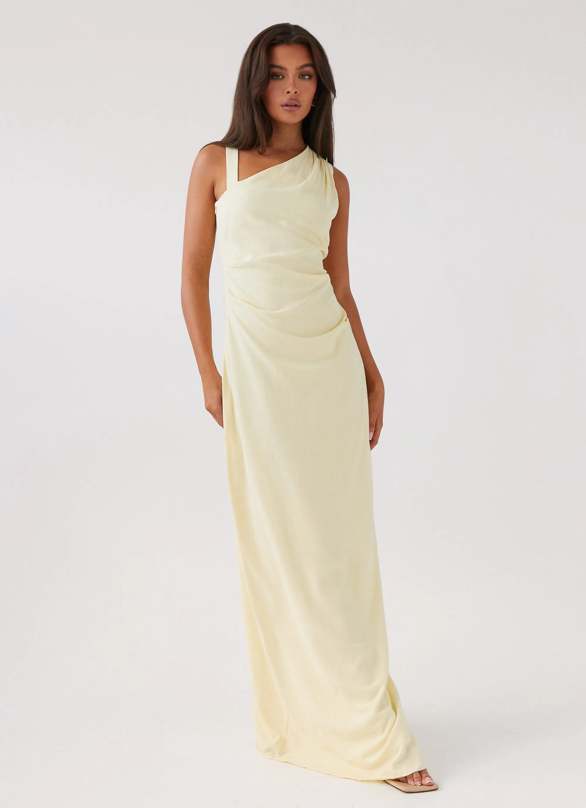 Daffodil Charm Linen Maxi Dress - Sunflower Yellow