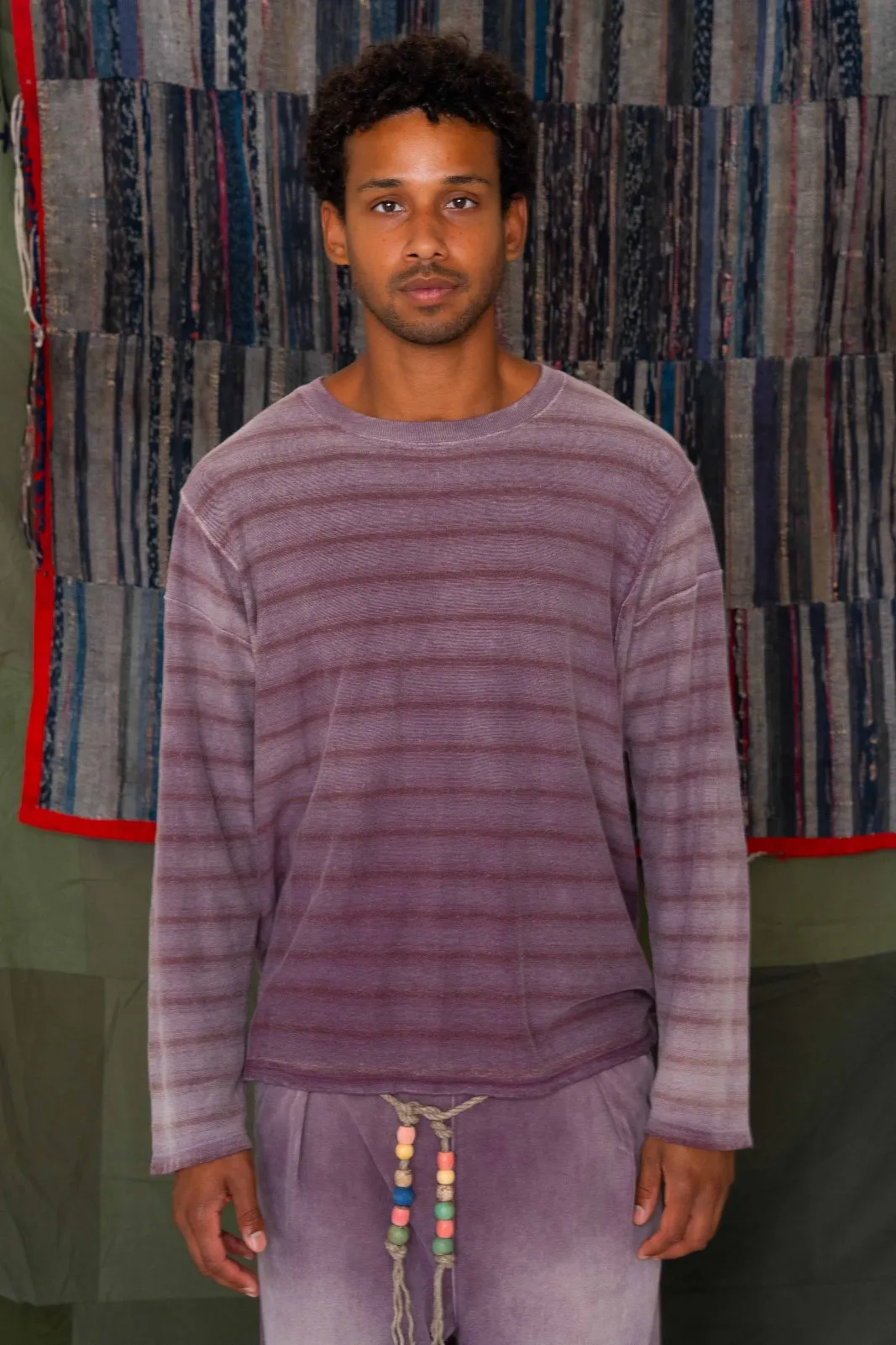 Derrick T Stripes Hemp/Organic Cotton Sunfaded Mauve