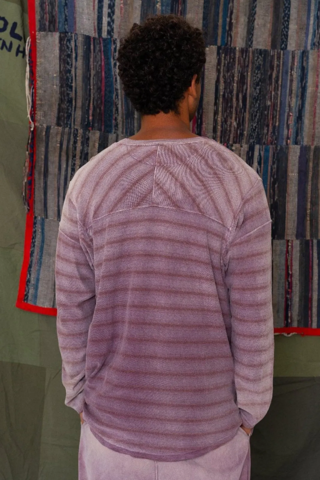 Derrick T Stripes Hemp/Organic Cotton Sunfaded Mauve