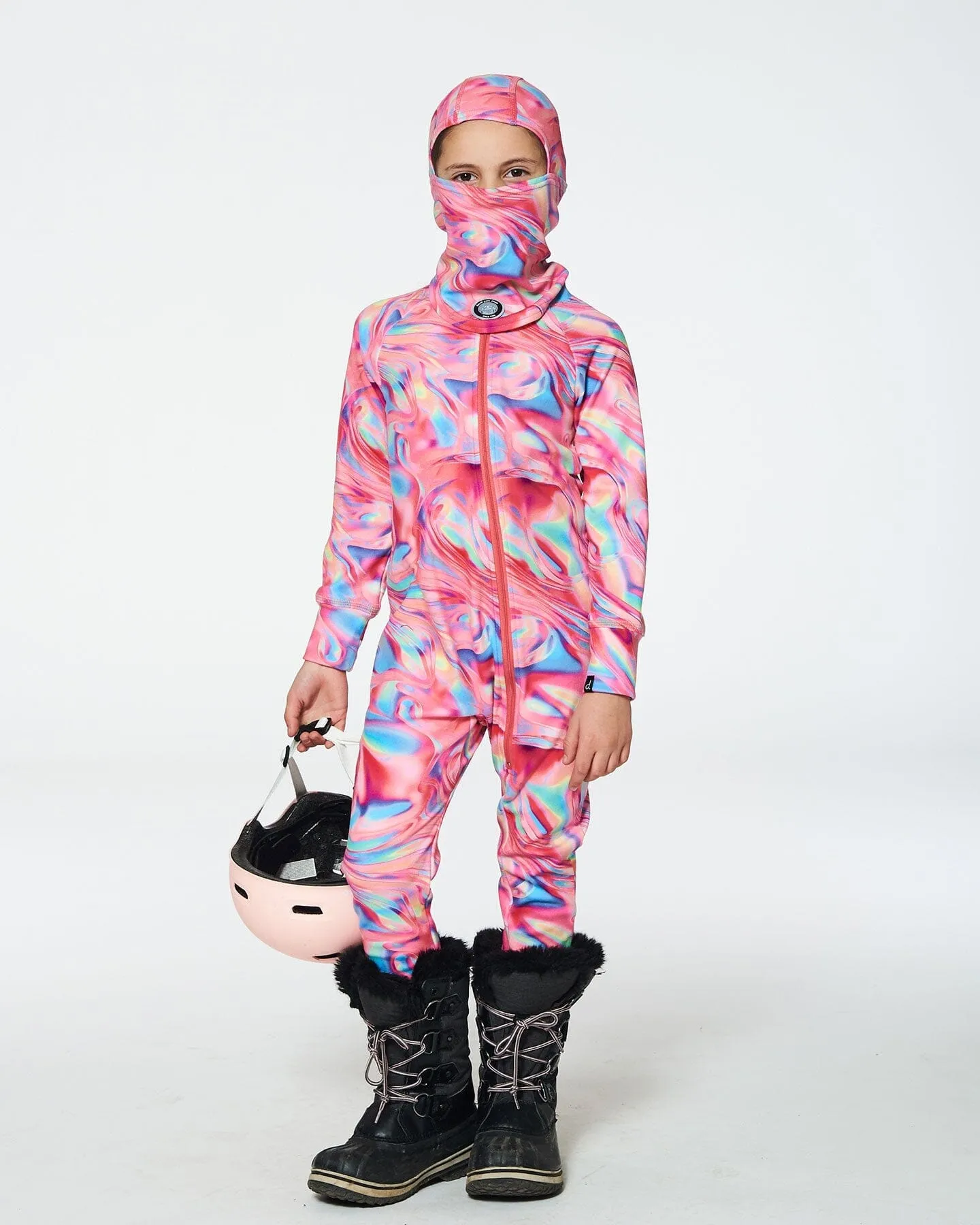 Deux par Deux Girl's Jersey Balaclava Printed Marble