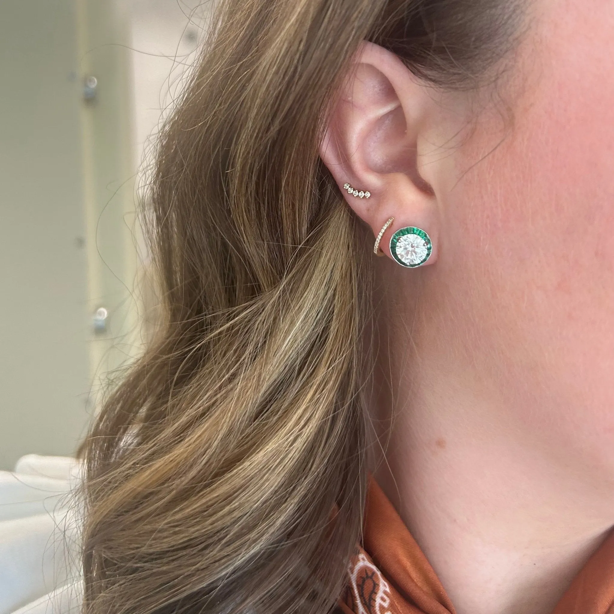 Diamond Studs with Gemstone Jackets