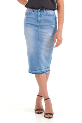 Dinah Denim Midi Pencil Skirt