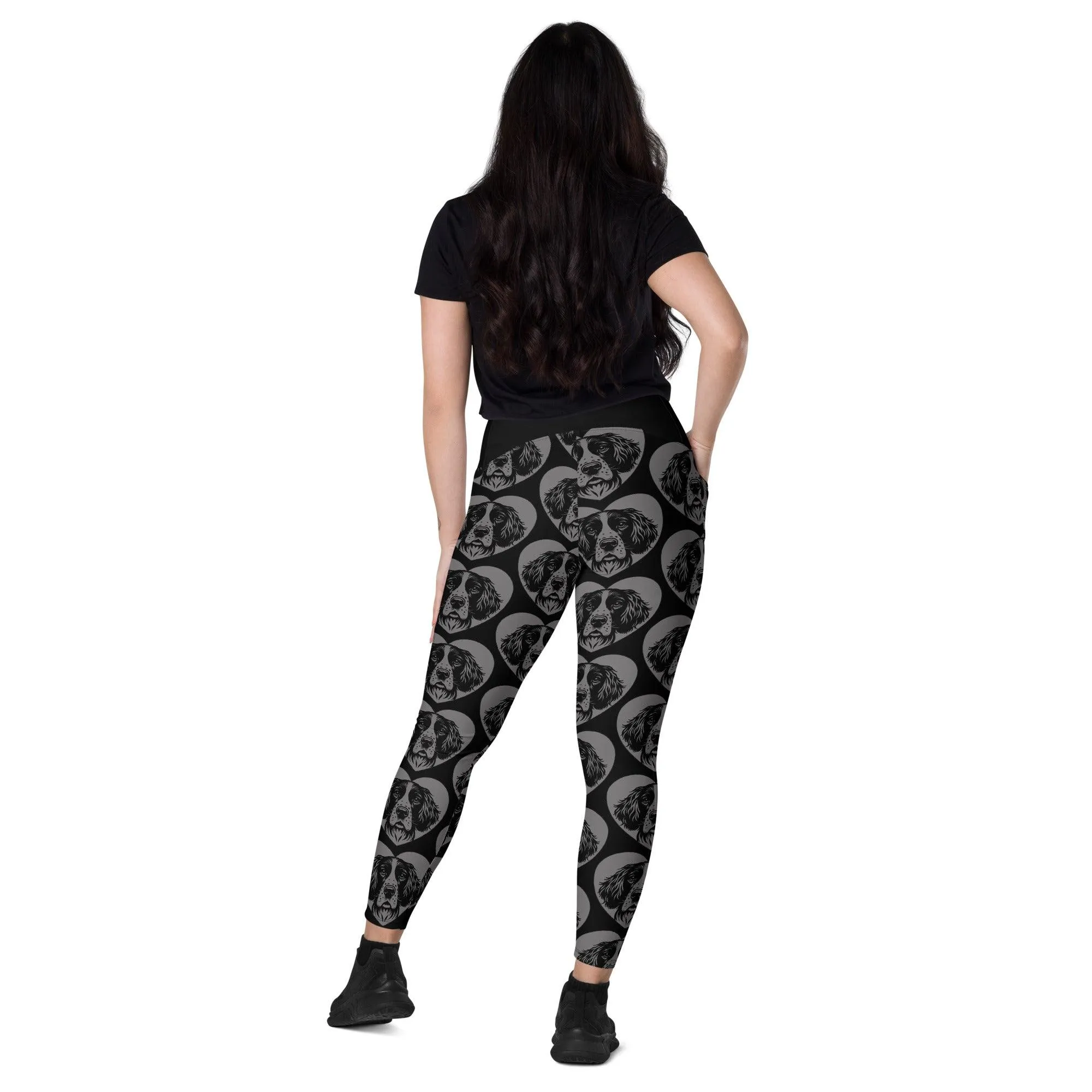 DOG BREED LEGGINGS with pockets - ENGLISH SPRINGER SPANIEL - HERTTAHOUND - grey