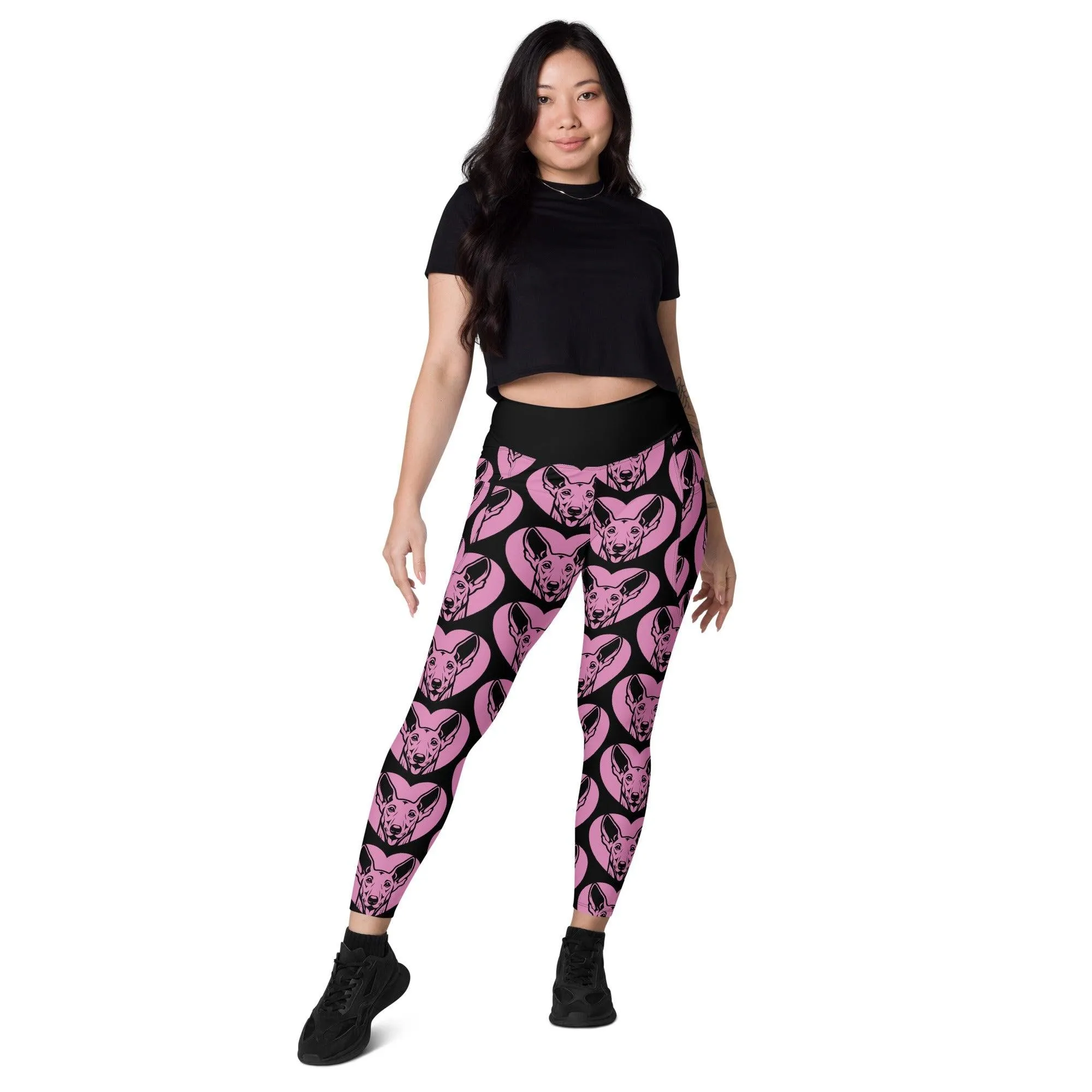 DOG BREED LEGGINGS with pockets - IBIZAN HOUND - HERTTAHOUND - pink