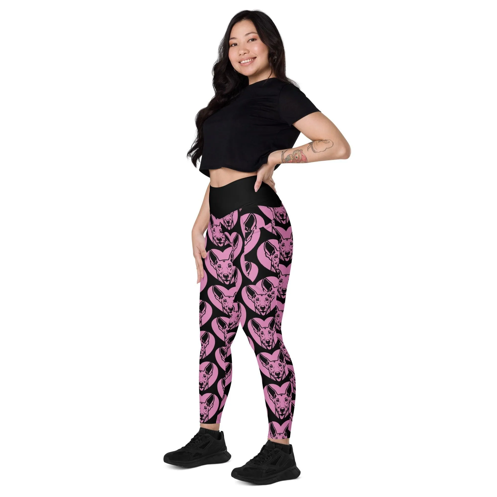 DOG BREED LEGGINGS with pockets - IBIZAN HOUND - HERTTAHOUND - pink