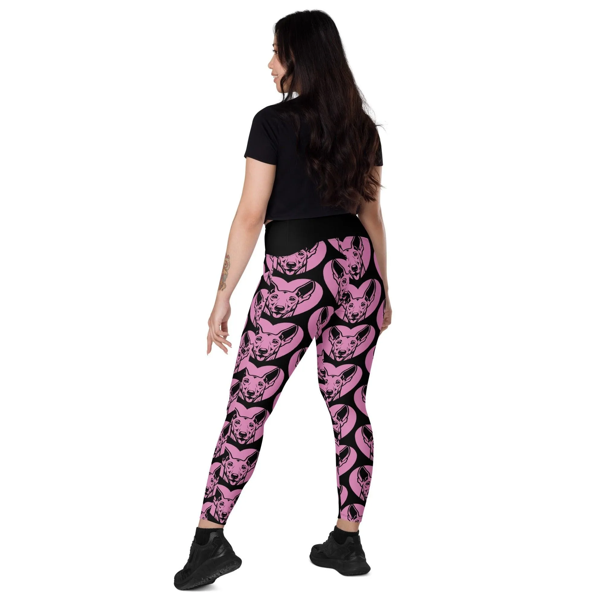 DOG BREED LEGGINGS with pockets - IBIZAN HOUND - HERTTAHOUND - pink