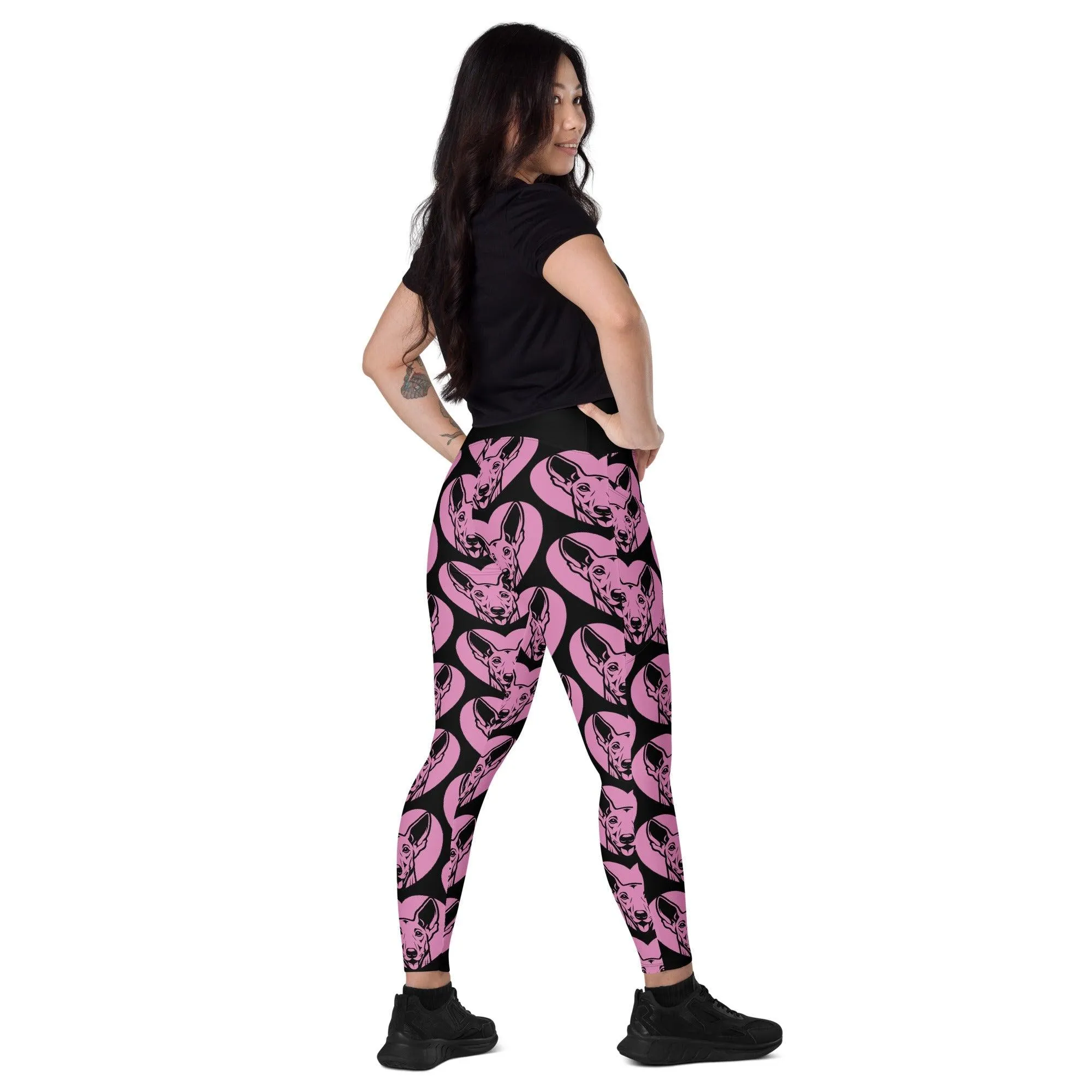 DOG BREED LEGGINGS with pockets - IBIZAN HOUND - HERTTAHOUND - pink