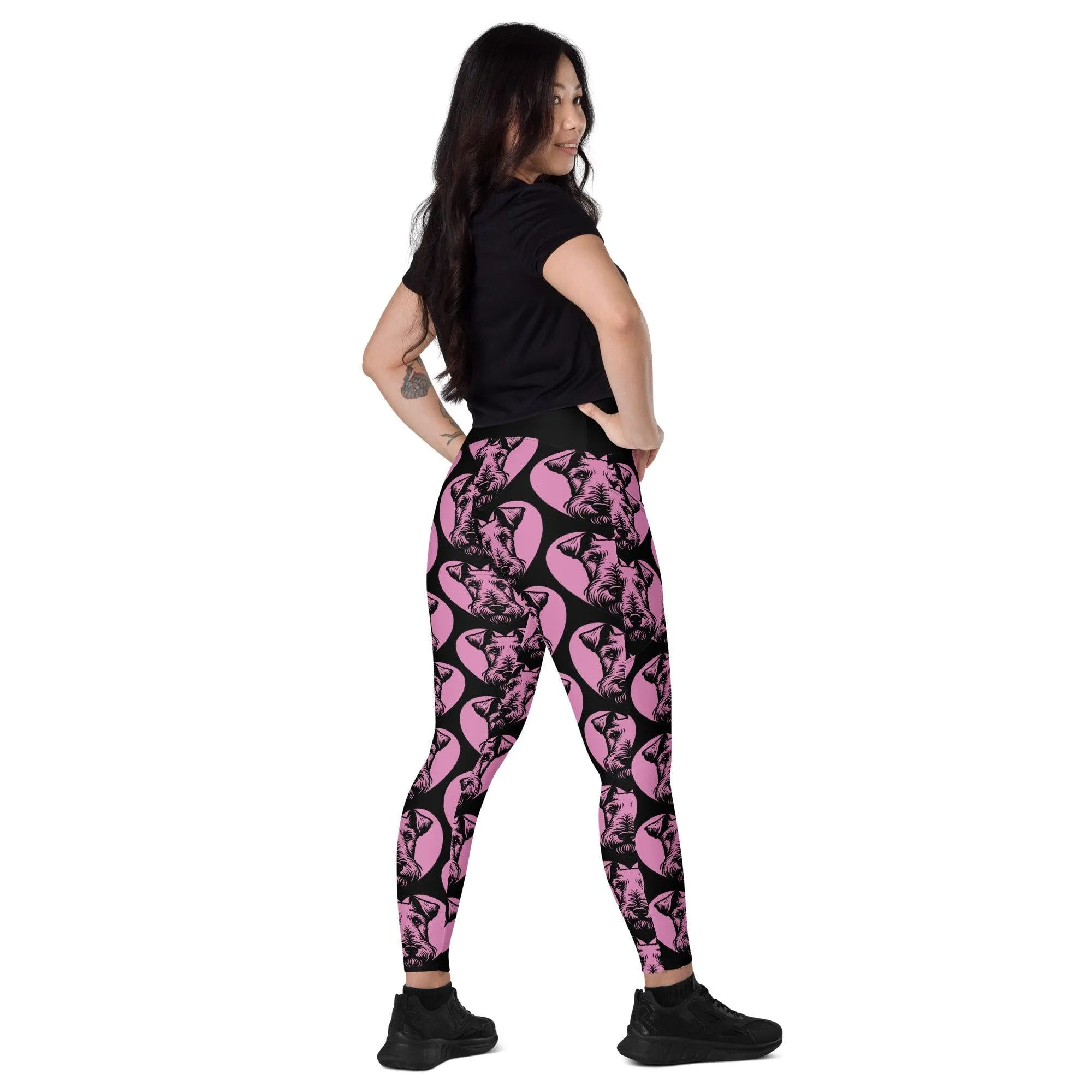 DOG BREED LEGGINGS with pockets - IRISH TERRIER - HERTTAHOUND - pink