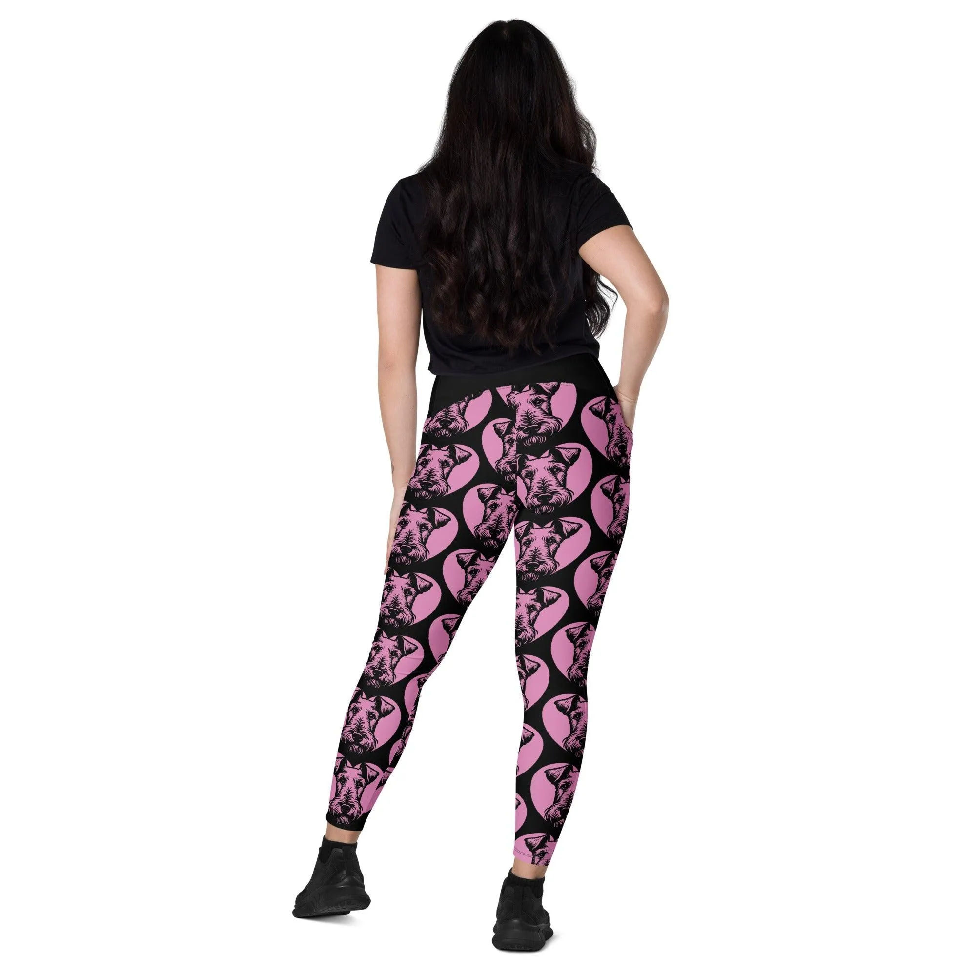 DOG BREED LEGGINGS with pockets - IRISH TERRIER - HERTTAHOUND - pink