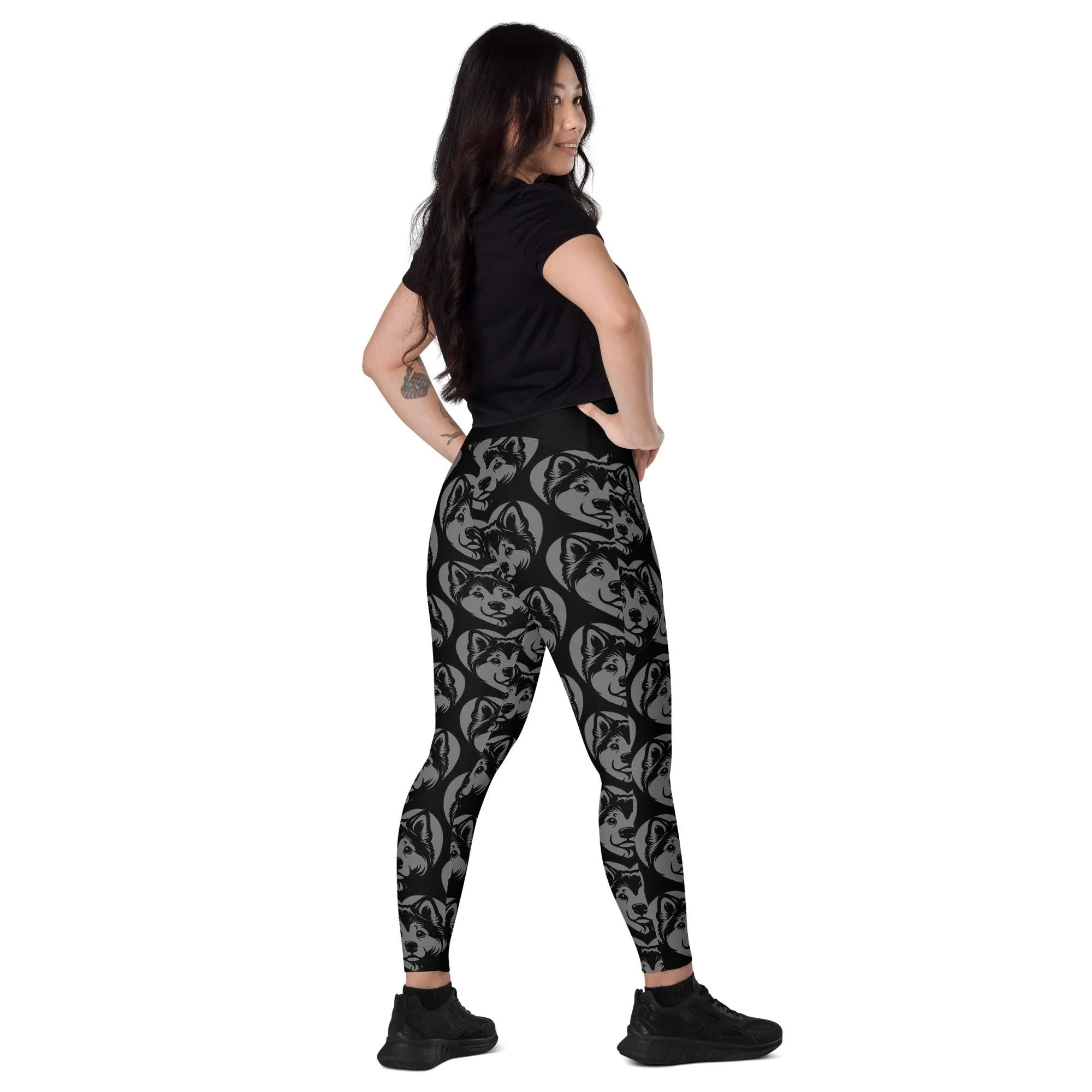 DOG BREED LEGGINGS with pockets - KAI KEN - HERTTAHOUND - grey