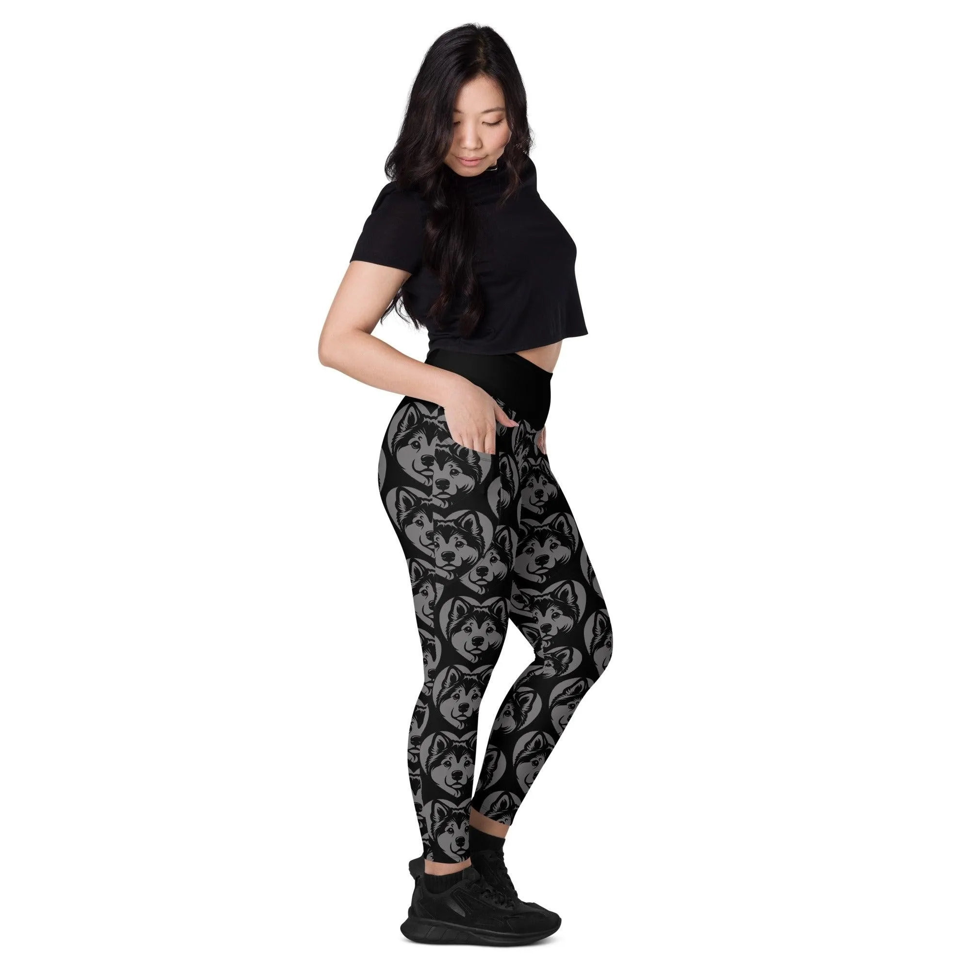 DOG BREED LEGGINGS with pockets - KAI KEN - HERTTAHOUND - grey