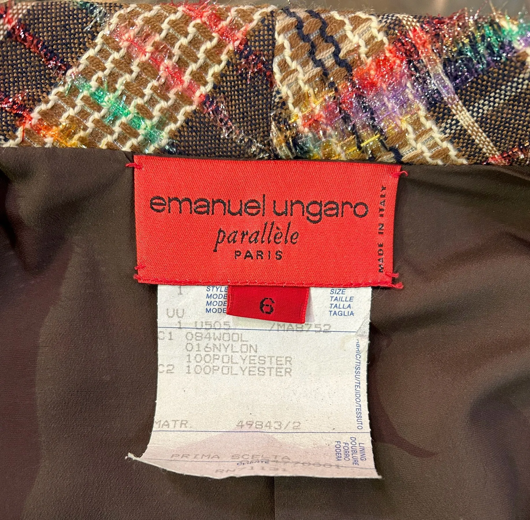 Emanuel Ungaro 1990s Parallele Rainbow Thread Suit Ensemble