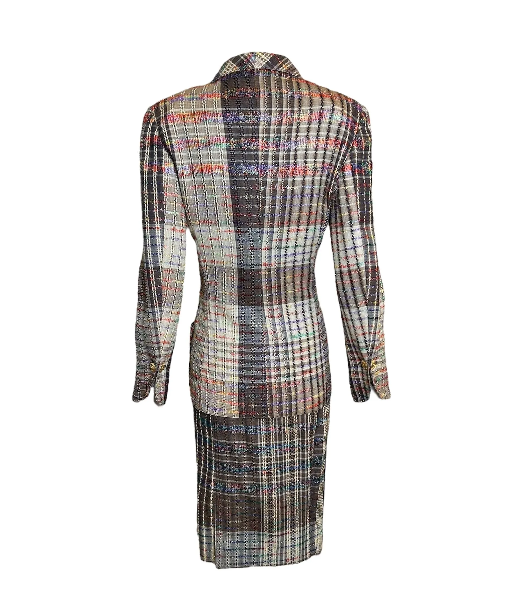 Emanuel Ungaro 1990s Parallele Rainbow Thread Suit Ensemble