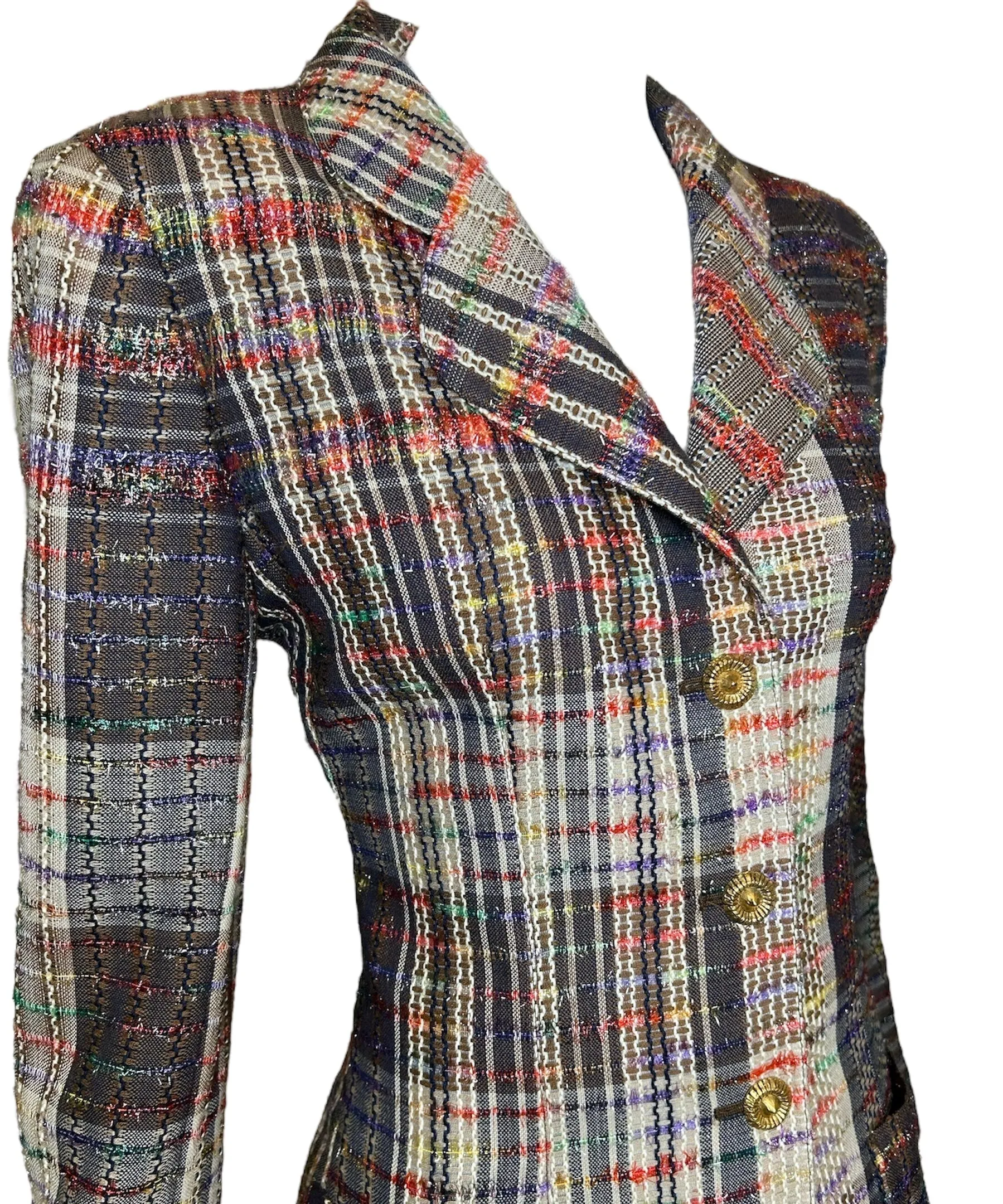 Emanuel Ungaro 1990s Parallele Rainbow Thread Suit Ensemble