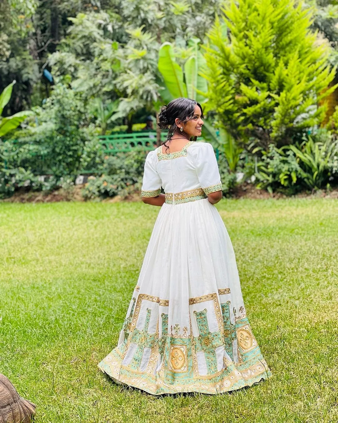 Enchanting Short Sleeved Green Habesha Dress: for Any Cultural and Religious Events Ethiopian Traditional Dress Beautiful Habesha Kemis