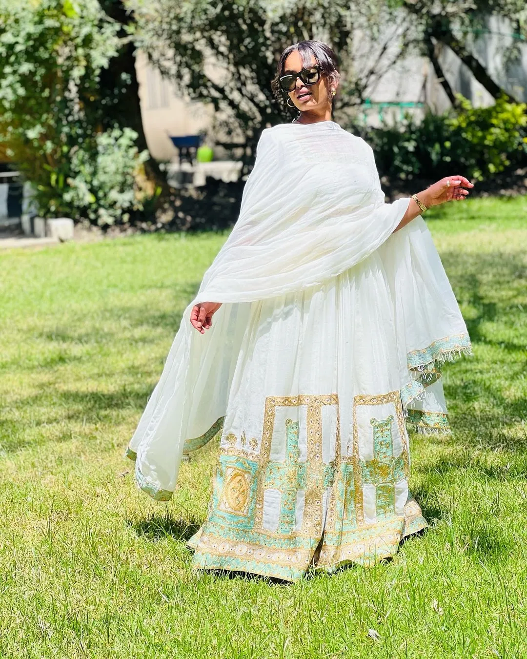 Enchanting Short Sleeved Green Habesha Dress: for Any Cultural and Religious Events Ethiopian Traditional Dress Beautiful Habesha Kemis