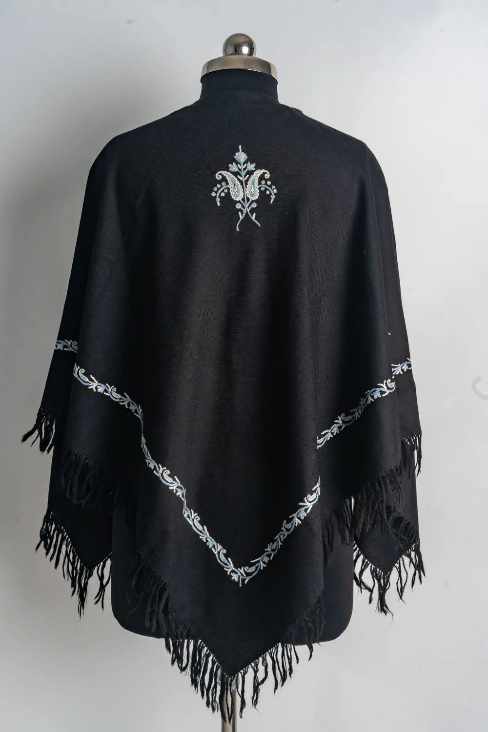 Enchanting Silver Aari Hand Embroidery Poncho