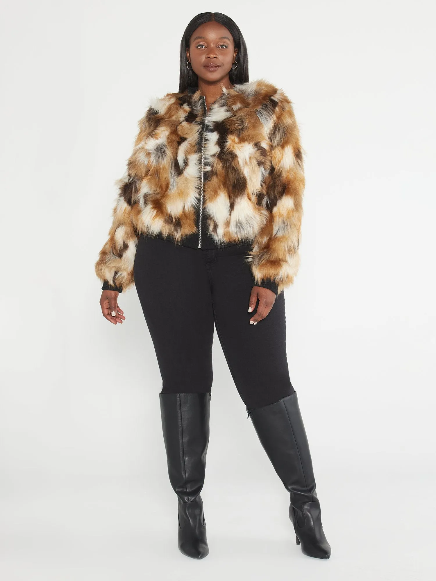 Fashion To Figure - Nova Faux Fur Bomber Jacket