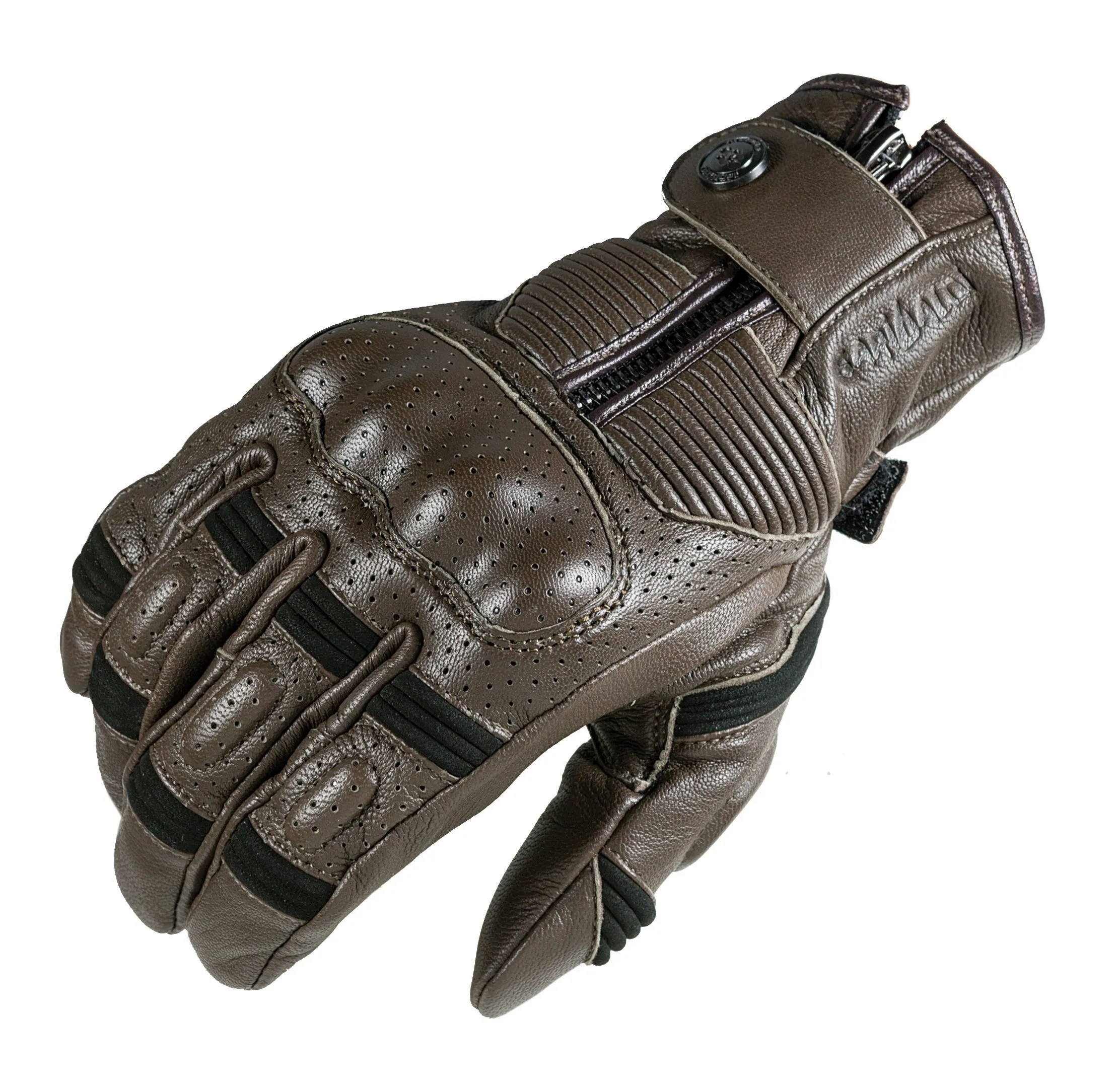 Garibaldi Smoke Winter Vintage Cafe Racer Style Men's Gloves - Brown