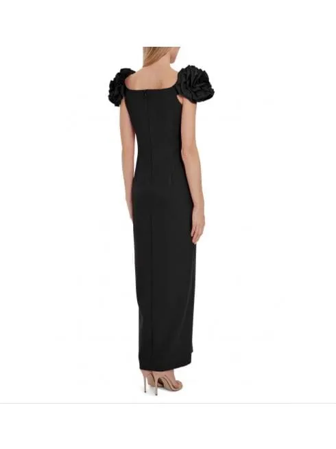 Gina Bacconi Ivalo Crepe Maxi Dress Black STT2593