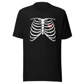 Halloween Tshirt Skeleton Heart Short Sleeve Ultra Soft Crew Neck Unisex Top