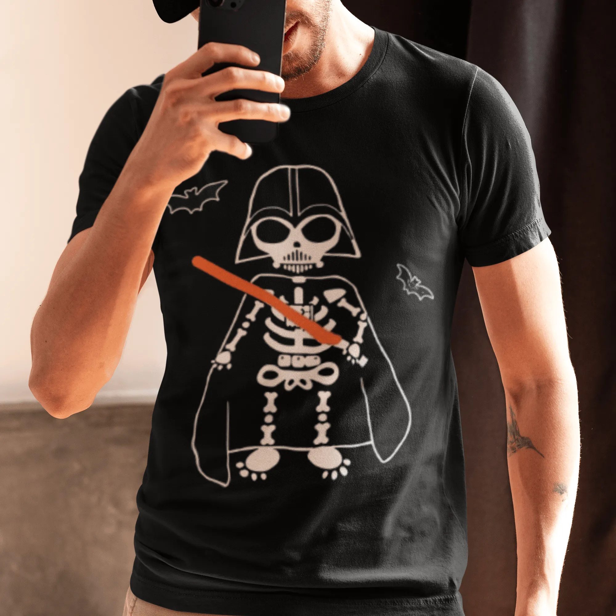 Halloween Tshirt Skeleton Jedi Short Sleeve Ultra Soft Crew Neck Unisex Top